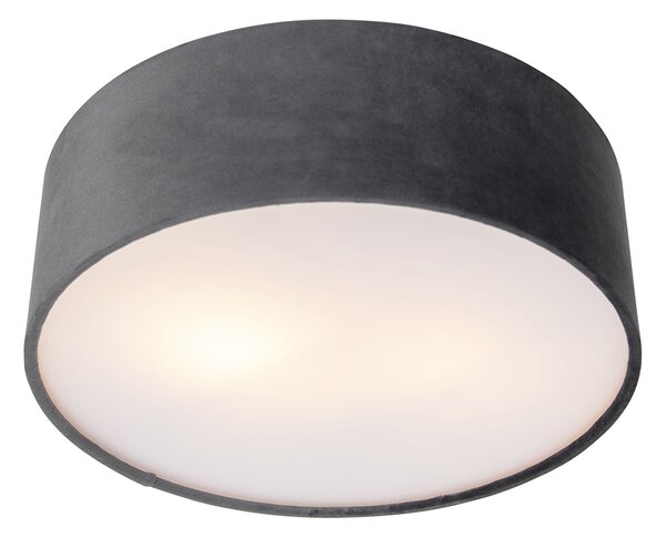 Nowoczesna lampa sufitowa szara 30 cm ze złotym wnętrzem - Drum