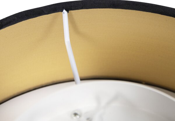 Nowoczesna lampa sufitowa czarna 30 cm ze złotym wnętrzem - Drum