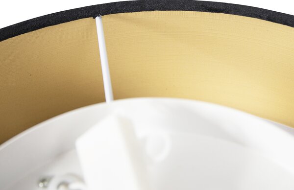 Nowoczesna lampa sufitowa czarna 40 cm ze złotym wnętrzem - Drum