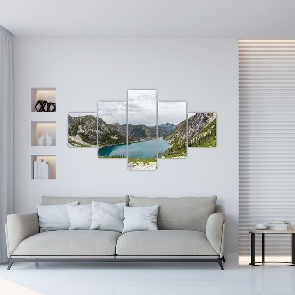 Obraz jeziora w górach (125x70 cm)