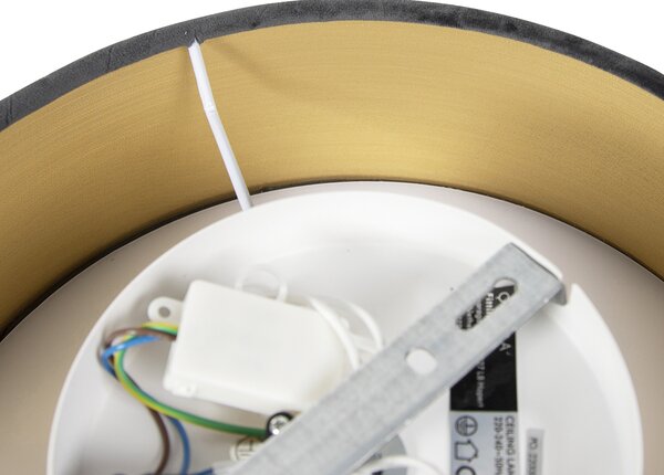 Nowoczesna lampa sufitowa szara 30 cm ze złotym wnętrzem - Drum