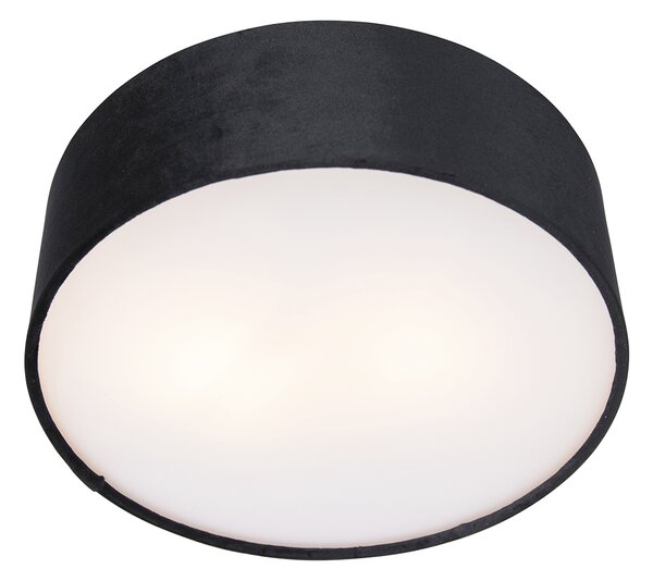 Nowoczesna lampa sufitowa czarna 30 cm ze złotym wnętrzem - Drum