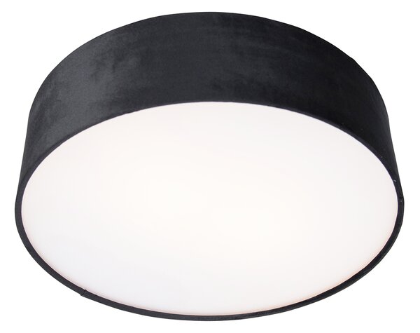 Nowoczesna lampa sufitowa czarna 40 cm ze złotym wnętrzem - Drum