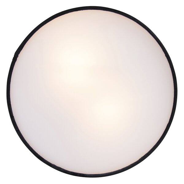 Nowoczesna lampa sufitowa czarna 30 cm ze złotym wnętrzem - Drum