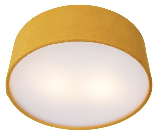 Nowoczesna lampa sufitowa żółta ze złotym wnętrzem 30 cm - Drum