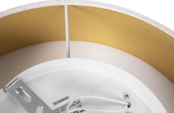 Nowoczesna lampa sufitowa różowa 40 cm ze złotym wnętrzem - Drum
