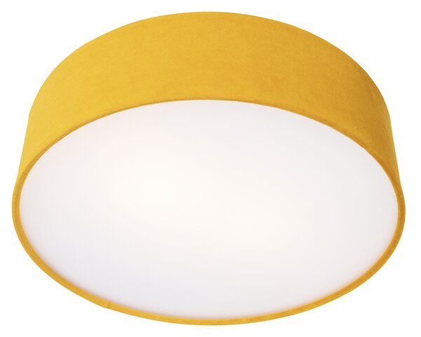 Nowoczesna lampa sufitowa ochrowa 40 cm ze złotym wnętrzem - Drum