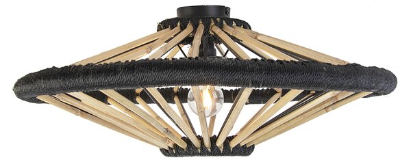 Orientalna lampa sufitowa bambusowa z czarna 60 cm - Evalin