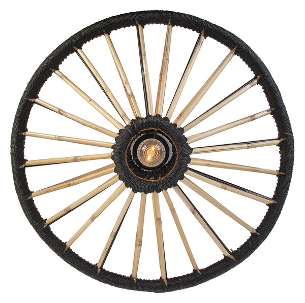 Orientalna lampa sufitowa bambusowa z czarna 60 cm - Evalin