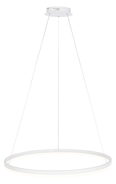 Designerska lampa wisząca biała 80 cm z wbudowanym LEDem o 3-stopniowej regulacji jasności - Anello