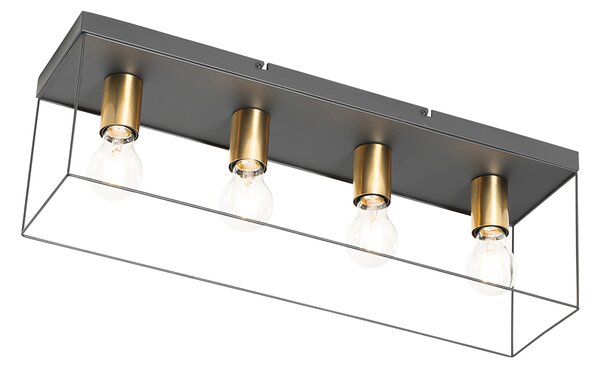 Minimalistyczna lampa sufitowa czarna ze złotem 4-światłowa - Kodi