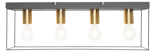 Minimalistyczna lampa sufitowa czarna ze złotem 4-światłowa - Kodi