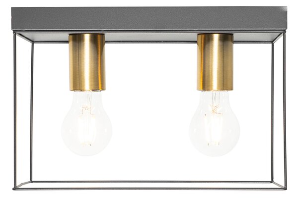Minimalistyczna lampa sufitowa czarna ze złotem 2-światła - Kodi