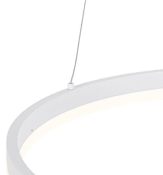 Designerska lampa wisząca biała 60 cm z wbudowanym LED o 3-stopniowej regulacji jasności - Anello