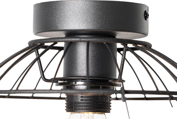 Orientalna lampa sufitowa czarna z rattanu 25 cm - Emir