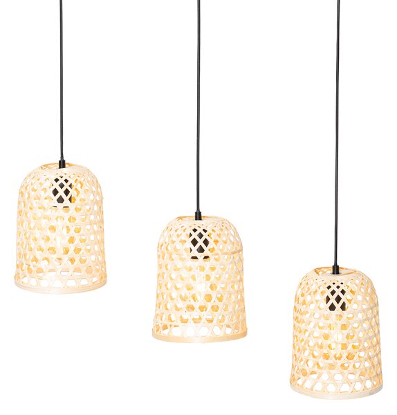Orientalna lampa wisząca czarna z bambusowym 3-światłowym - Rayan