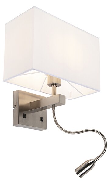 Inteligentna lampa ścienna stalowa z kloszem kremowo-białym w tym Wi-Fi P45 - Bergamo
