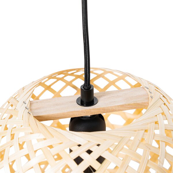 Orientalna lampa wisząca czarna z bambusowym - Rayan