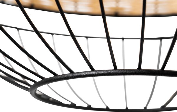 Orientalna lampa wisząca czarna z rattanu 38 cm - Emir