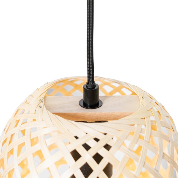 Orientalna lampa wisząca czarna z bambusowym 3-światłowym - Rayan