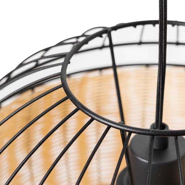 Orientalna lampa wisząca czarna z rattanu 38 cm - Emir