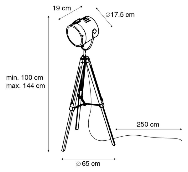 Inteligentna lampa podłogowa statyw drewniany ze spot studio w tym WiFi B35 - Braha