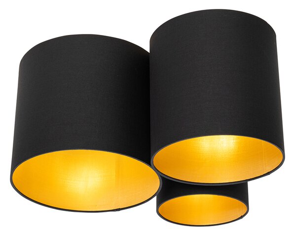 Lampa sufitowa czarna ze złotym wnętrzem 3-światłowa - Multidrum
