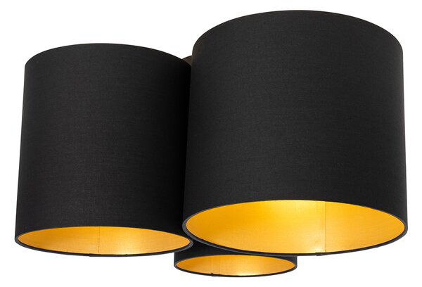 Lampa sufitowa czarna ze złotym wnętrzem 3-światłowa - Multidrum