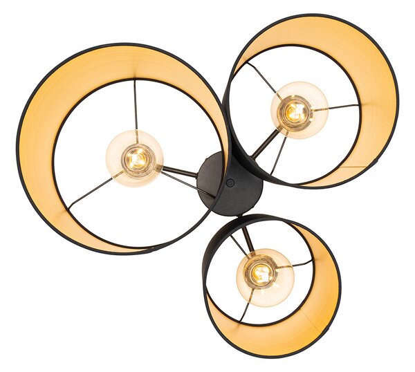 Lampa sufitowa czarna ze złotym wnętrzem 3-światłowa - Multidrum
