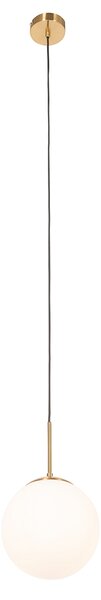 Lampa wisząca Art Deco złota z opalowym szkłem - Flore