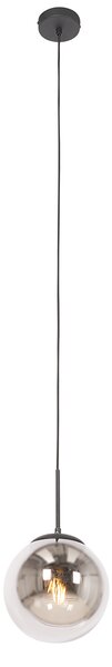 Lampa wisząca w stylu art deco czarna z przydymionym szkłem - Flore