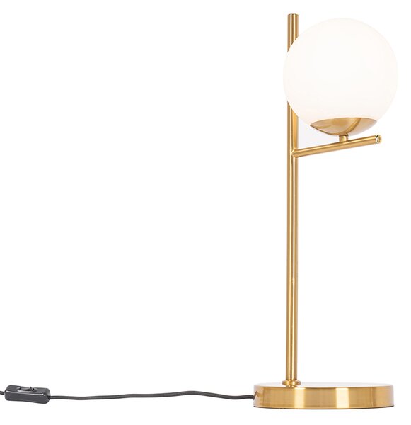 Lampa stołowa art deco złota i opalowe szkło - Flore