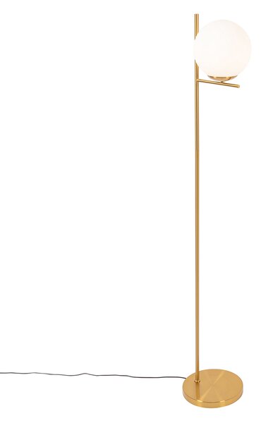Lampa podłogowa w stylu art deco złota i opalowe szkło - Flore