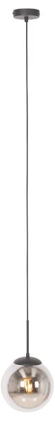 Lampa wisząca w stylu art deco czarna z przydymionym szkłem - Flore