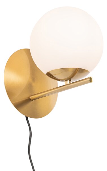 Lampa ścienna w stylu art deco złota i opalowe szkło - Flore