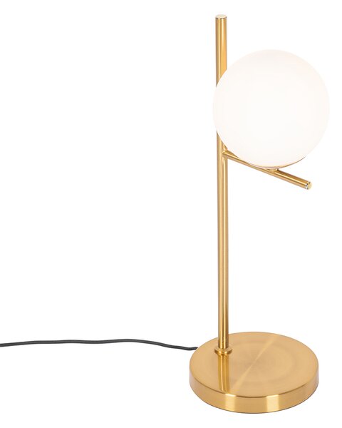 Lampa stołowa art deco złota i opalowe szkło - Flore