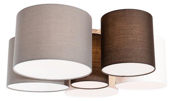 Lampa sufitowa biała, szara i brązowa 6-światłowa - Multidrum
