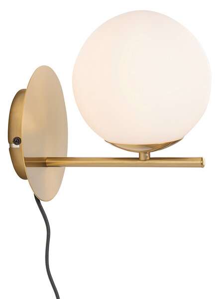 Lampa ścienna w stylu art deco złota i opalowe szkło - Flore