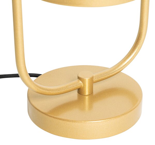 Lampa stołowa art deco złota z białym szkłem - Isabella