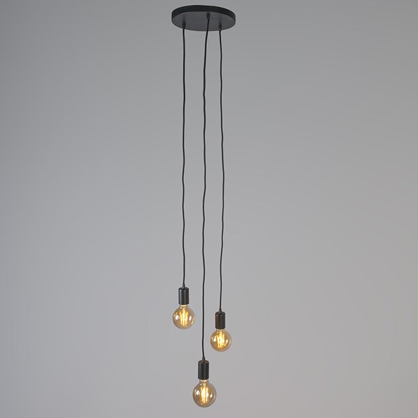 Inteligentna lampa wisząca w stylu industrialnym czarna w komplecie z Wi-Fi G95 3-światła - Facil