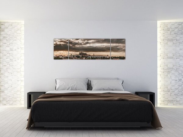 Obraz Zamku Praskiego o zmierzchu (170x50 cm)