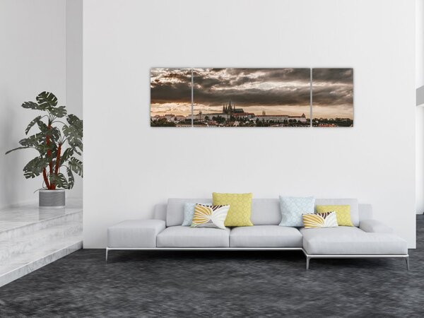 Obraz Zamku Praskiego o zmierzchu (170x50 cm)