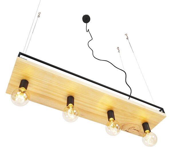 Inteligentna lampa wisząca czarna z drewnem 4-światłowa w tym Wifi G95 - Shelf