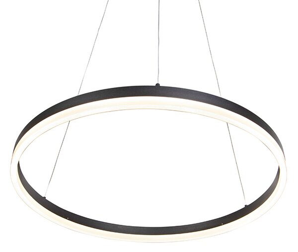 Designerska lampa wisząca czarna 60 cm z LED 3-stopniowy ściemniacz - Anello