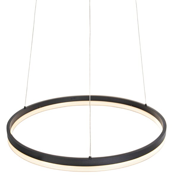 Designerska lampa wisząca czarna 60 cm z LED 3-stopniowy ściemniacz - Anello
