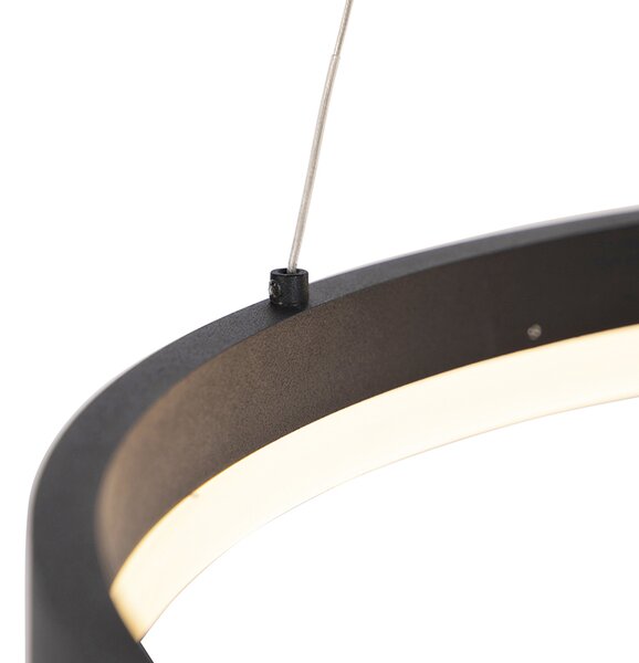 Designerska lampa wisząca czarna 60 cm z LED 3-stopniowy ściemniacz - Anello