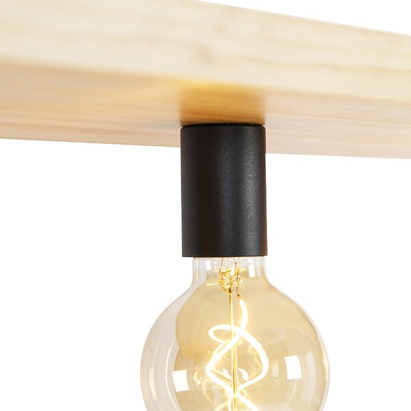 Inteligentna lampa wisząca czarna z drewnem 4-światłowa w tym Wifi G95 - Shelf