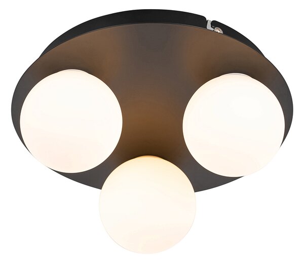 Nowoczesna lampa sufitowa do łazienki czarna 3-światłowa - Cederic