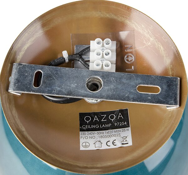 Inteligentna lampa sufitowa mosiężna ze szklanym kloszem w kolorze ocean blue, w tym WiFi ST64 - Pallon