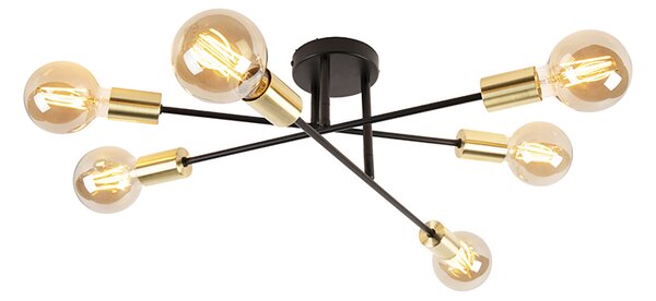 Inteligentna lampa sufitowa czarna ze złotem 6-świateł w tym Wifi G95 - Sydney